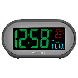 Acctim Grey Smart Connector USB LCD Alarm Clock, Grey